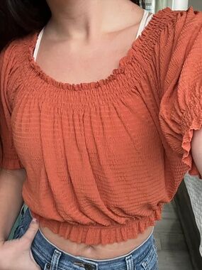 ZARA Smocked Crop Top – Soft & Stretchy (Size S)